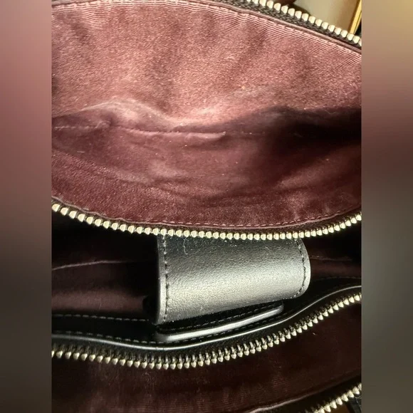 Coach Embossed C Black Leather Handbag Crossbody - Picture 14 of 15